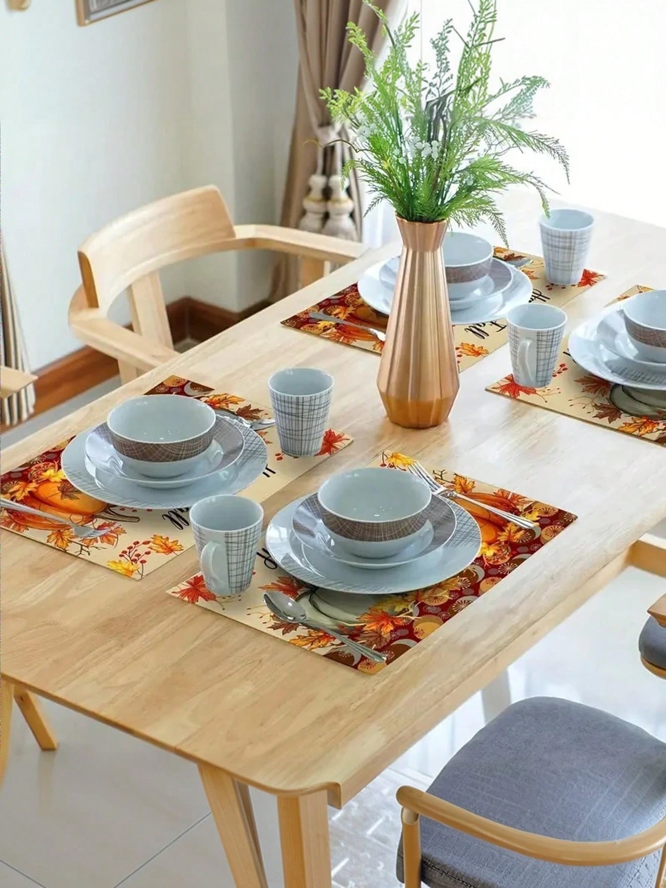 Custom Pumpkin and Maple Leaf Autumn Placemats
